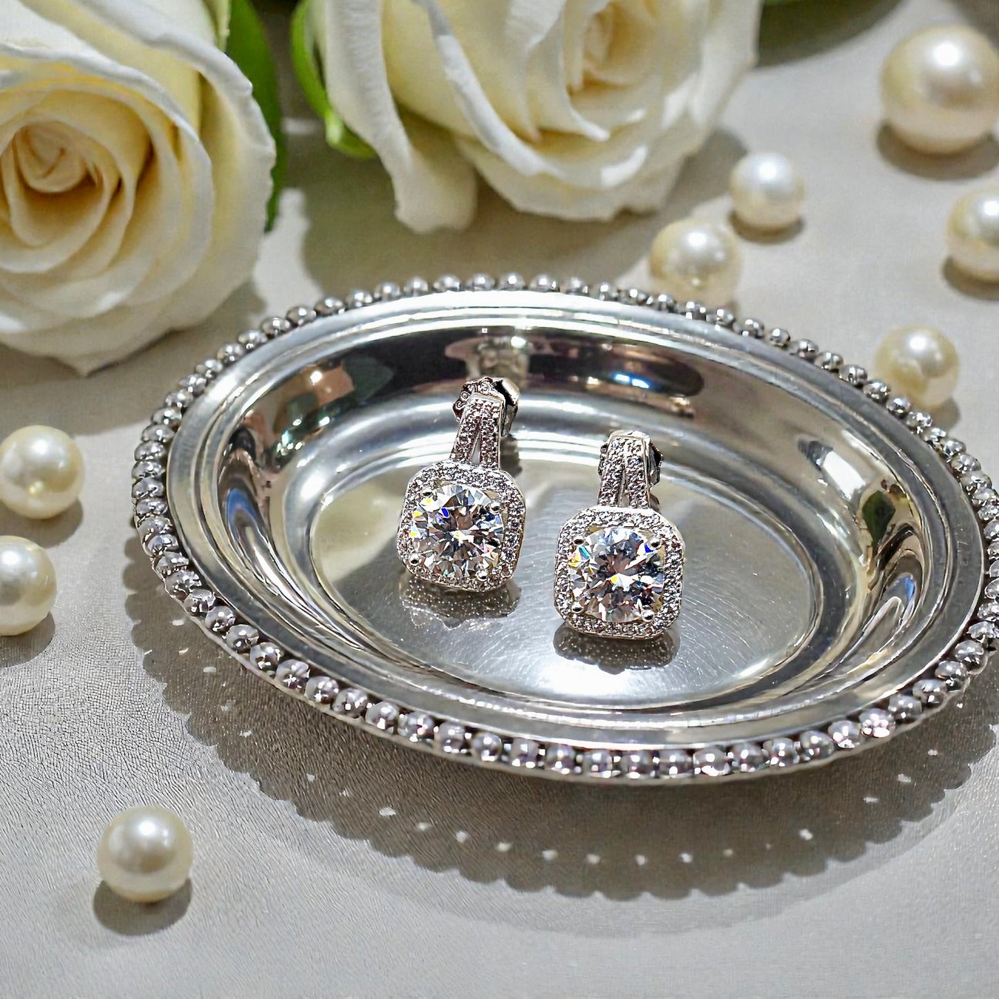 The Radiant Luxe Halo Drop Moissanite Earrings – 2.64 Total Carats