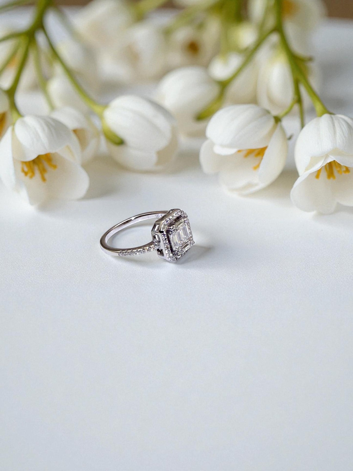 The Seraphina Emerald-Cut Pavé Ring