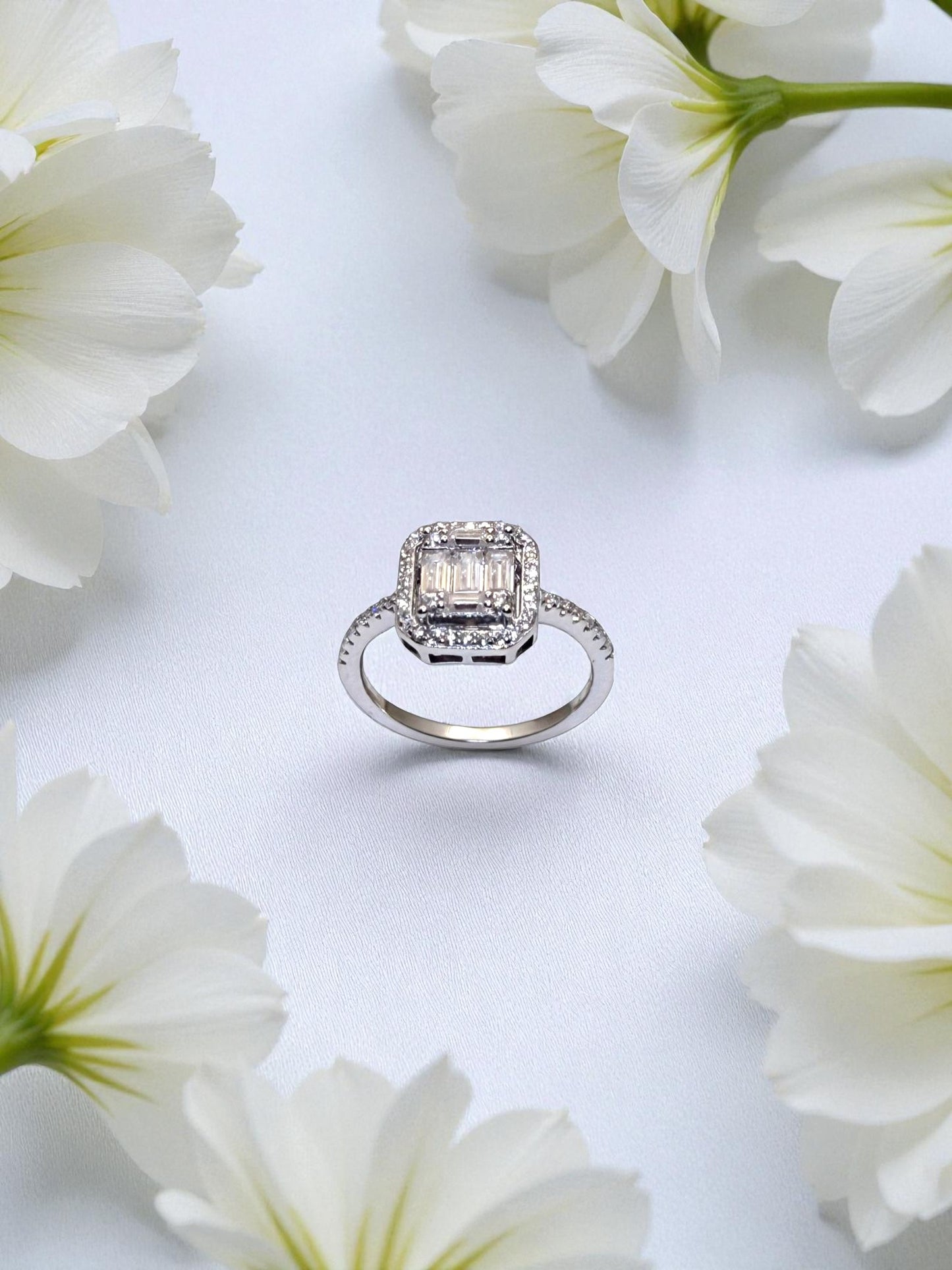 The Seraphina Emerald-Cut Pavé Ring