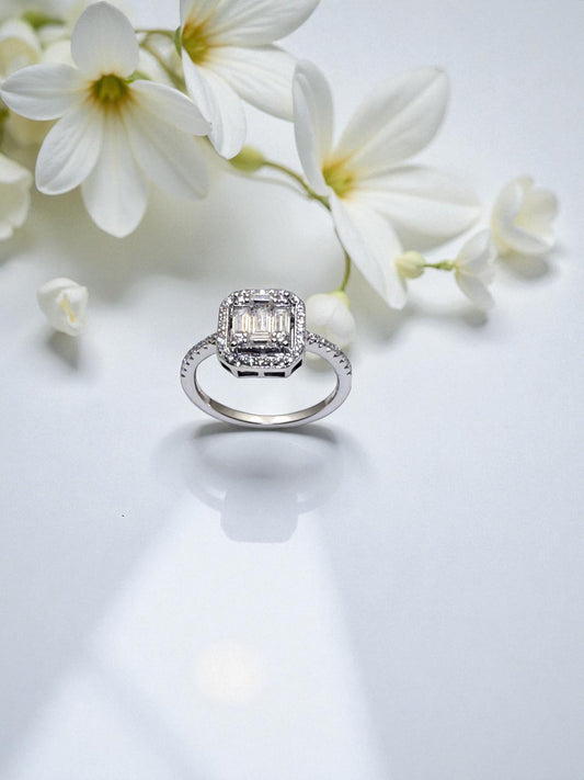 The Seraphina Emerald-Cut Pavé Ring